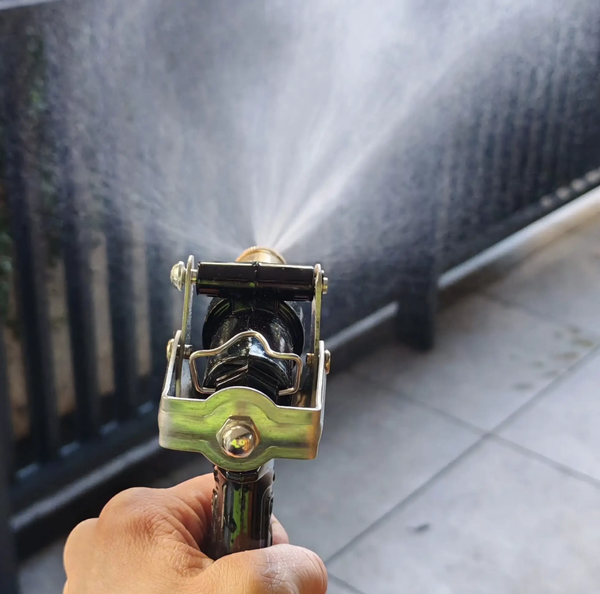 Pressure washing balcony
